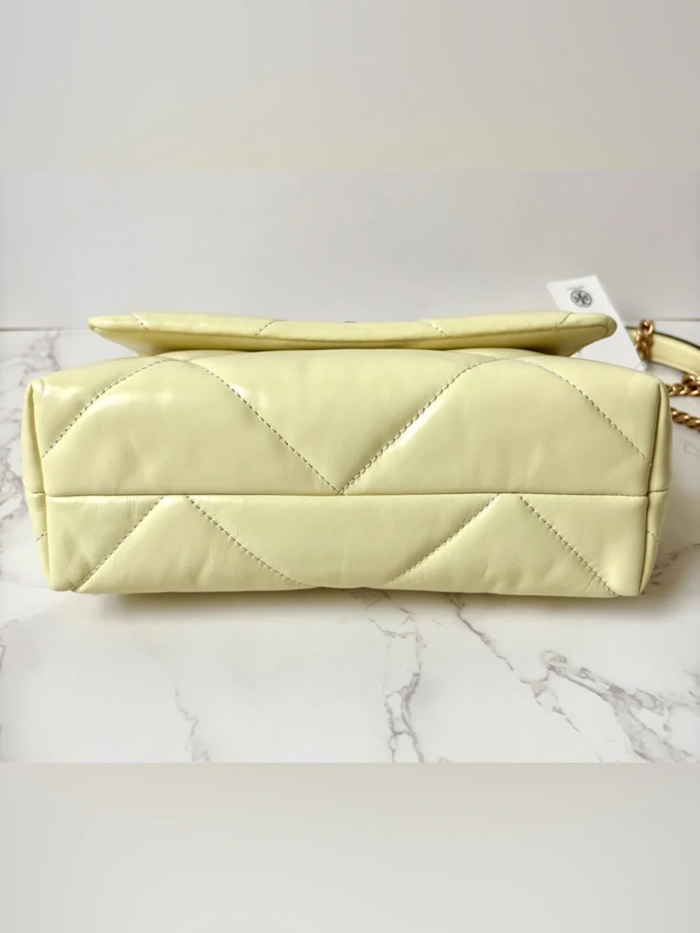 New Tory Burch Kira Small Diamond Quilt Convertible Shoulder Bag Pastel Yellow